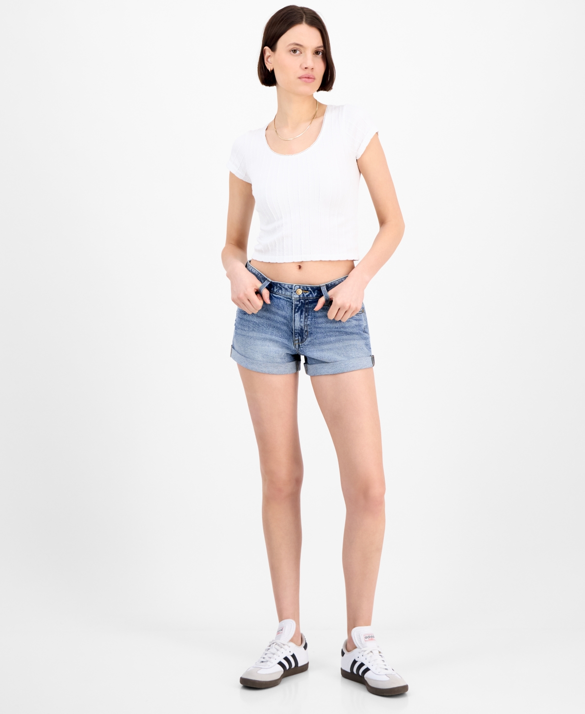 Juniors' Mid-Rise Cuffed Shorts - Most Beautiful