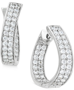 image of Diamond In-and-Out Hoop Earrings (1-1/2 ct. t.w.) in 14k White Gold