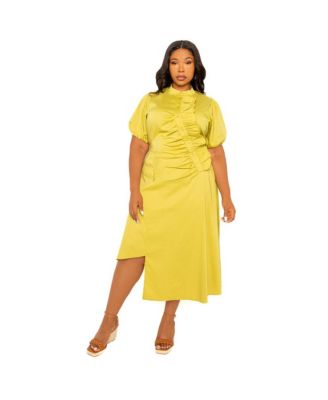 Women's Plus Size Asymmetrical Ruffle Shirt Dress
