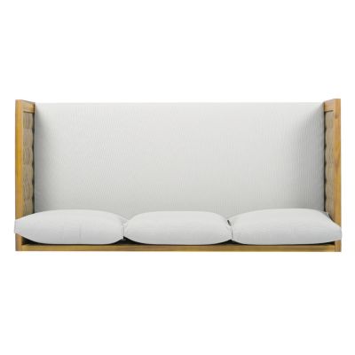 Streamdale Acacia Wood Daybed with Water-Resistant Cushions and Rattan Armrests