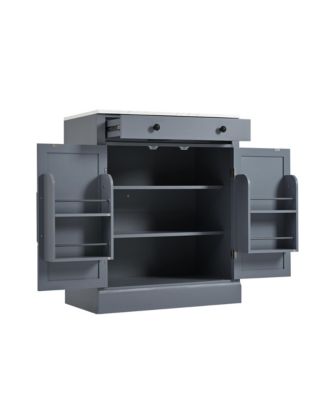 Set of 2 Freestanding Kitchen Pantry Cabinets with Adjustable Shelves