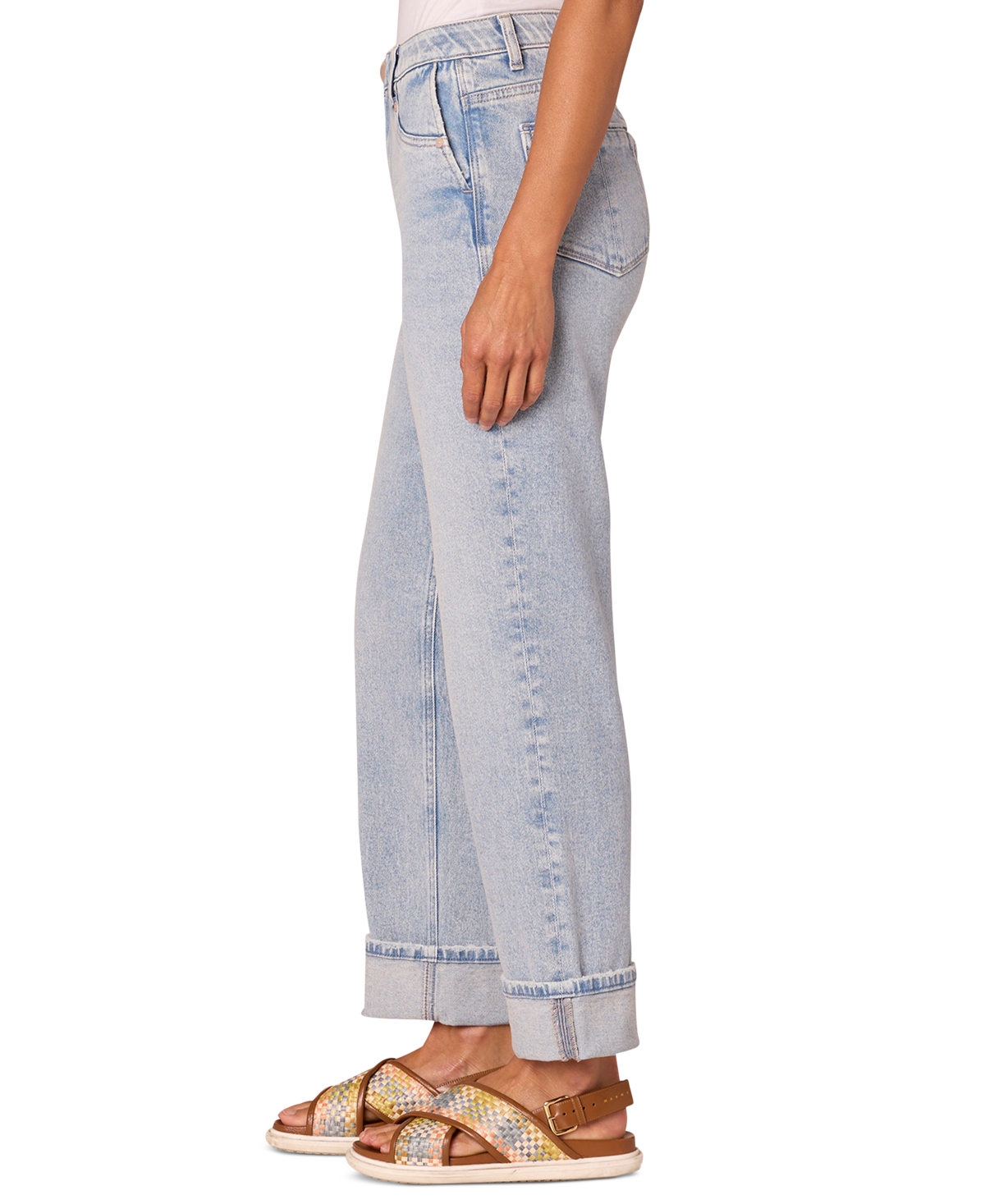 Shop Democracy Women's "ab" Solution High-rise Rolled-cuff Boyfriend Jeans In Light Blue