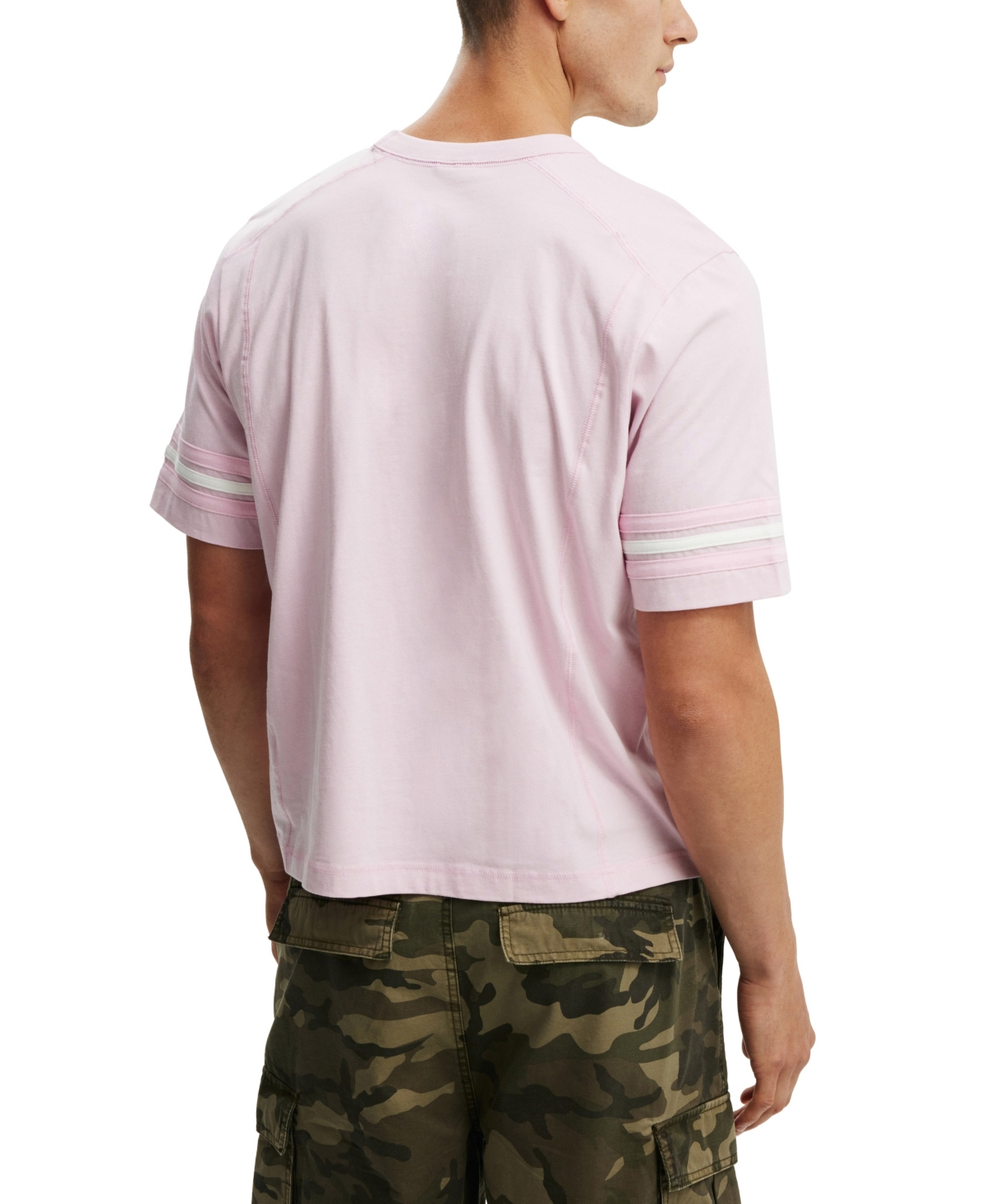Shop Cotton On Men's Cropped Fit Panel T-shirt In Corsage
