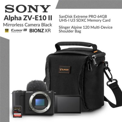 Alpha ZV-E10 II Mirrorless Camera Bundle with 64GB Memory Card, Shoulder Bag