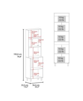 Ko Vaya Double Cabinet Kitchen Pantry with Open Storage, White