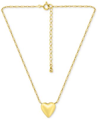 Heart Pendant Necklace, 16" + 2" extender in Sterling Silver or 18k Gold Over Sterling Silver, Exclusively at Macy's