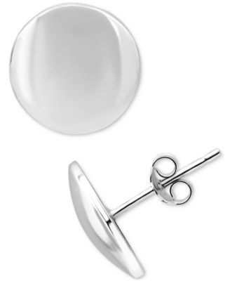 Circular Dome Button Earrings in Sterling Silver or 18k Gold Over Sterling Silver