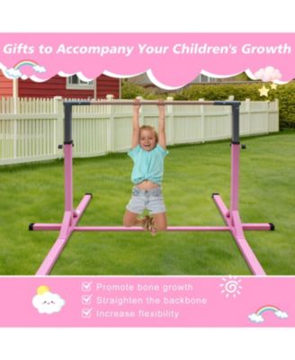 Streamdale Gymnastics Bar for Kids, Adjustable Height Gym Bar, Junior Training Kip Bar for Home, Built for kids 3+ Years Pink