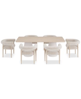Lunare 7-Pc. Dining Set (Rectangular Table & 6 Rolled Back Chairs)