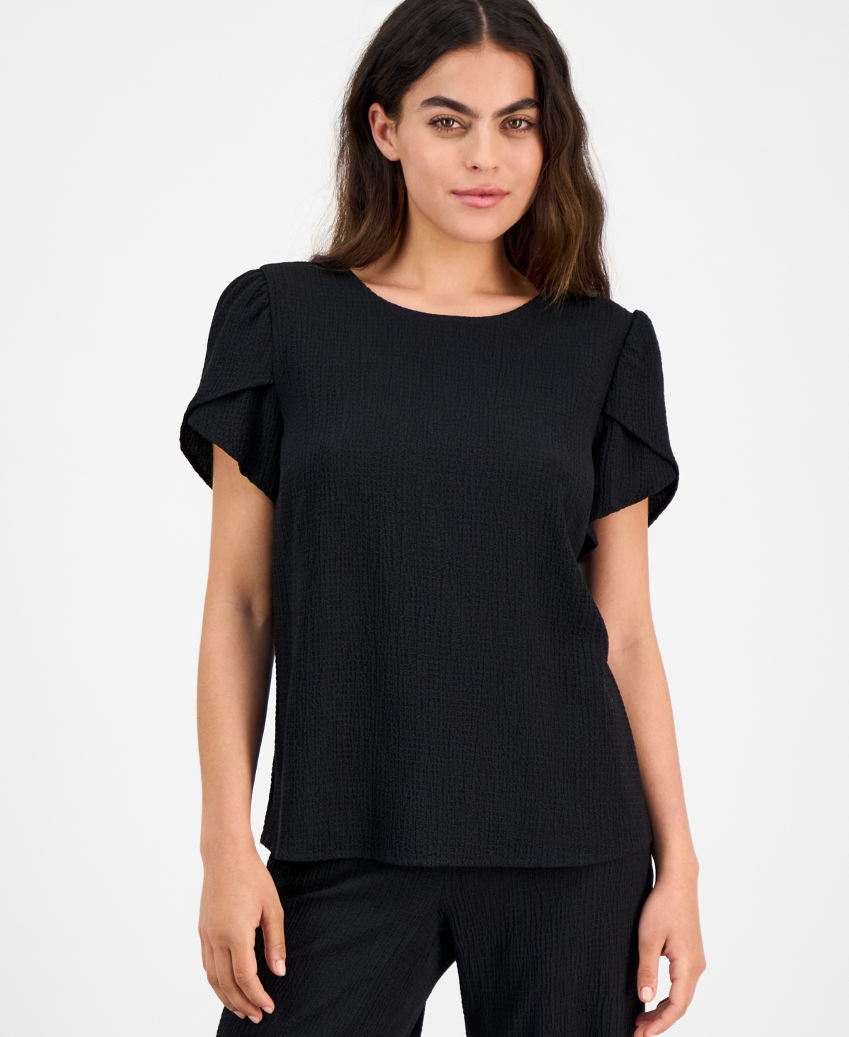 Women's Tulip-Sleeve Blouse - Anne Black
