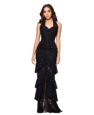 betsy and adam black ruffle dress Natalie Martin Leandra Dress - Midnight Burnout main image 0