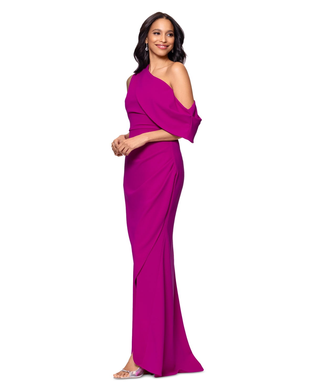 BETSY & ADAM WOMEN'S ASYMMETRIC OFF-THE-SHOULDER GOWN 