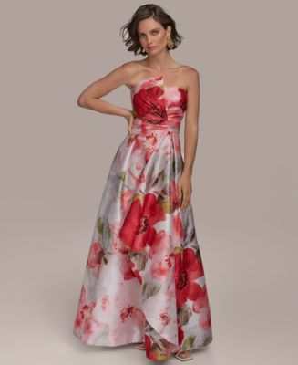 Donna Karan New York Women's Floral Print Strapless Gown