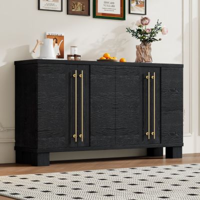 Streamdale Black Traditional Sideboard with Adjustable Shelves and Gold Handles