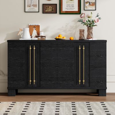Streamdale Black Traditional Sideboard with Adjustable Shelves and Gold Handles