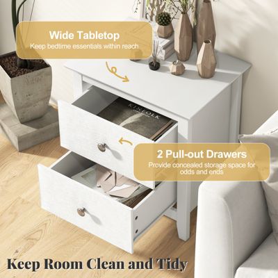 Modern Nightstand with 2 Drawers for Small Spaces