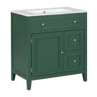 Streamdale 30" Green Bathroom Vanity with Sink, Door, and Drawers
