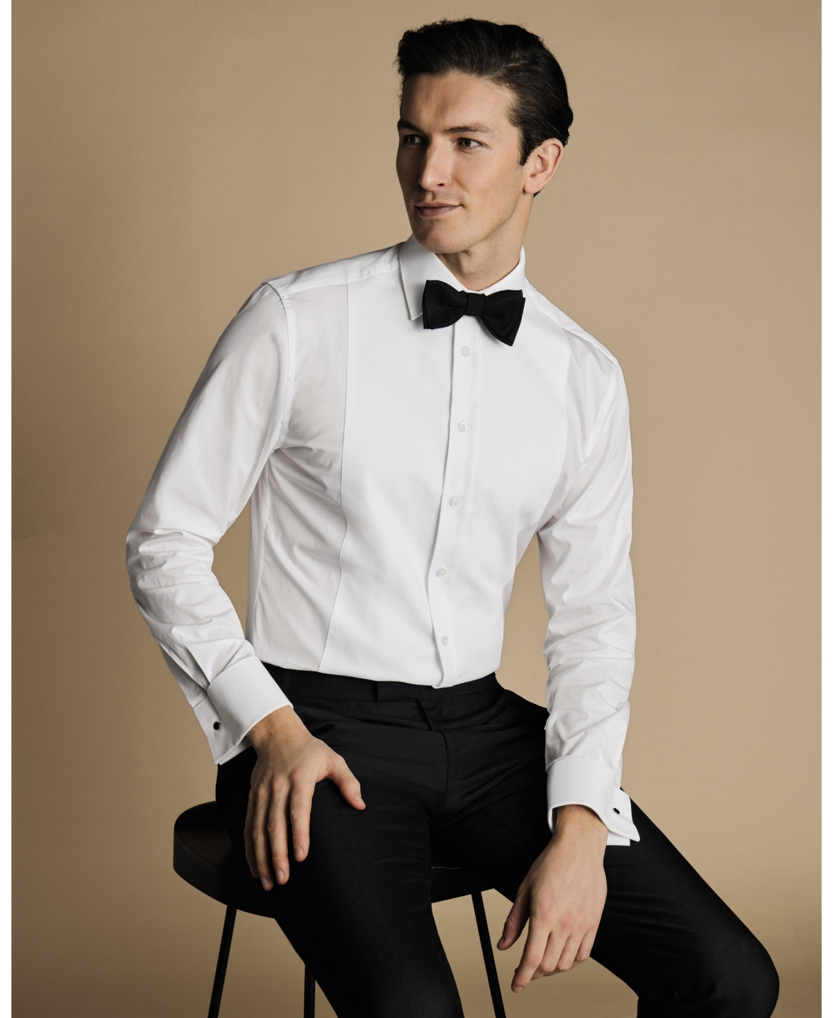 Charles Tyrwhitt Bib Front Evening Slim Fit Shirt Double Cuff In White