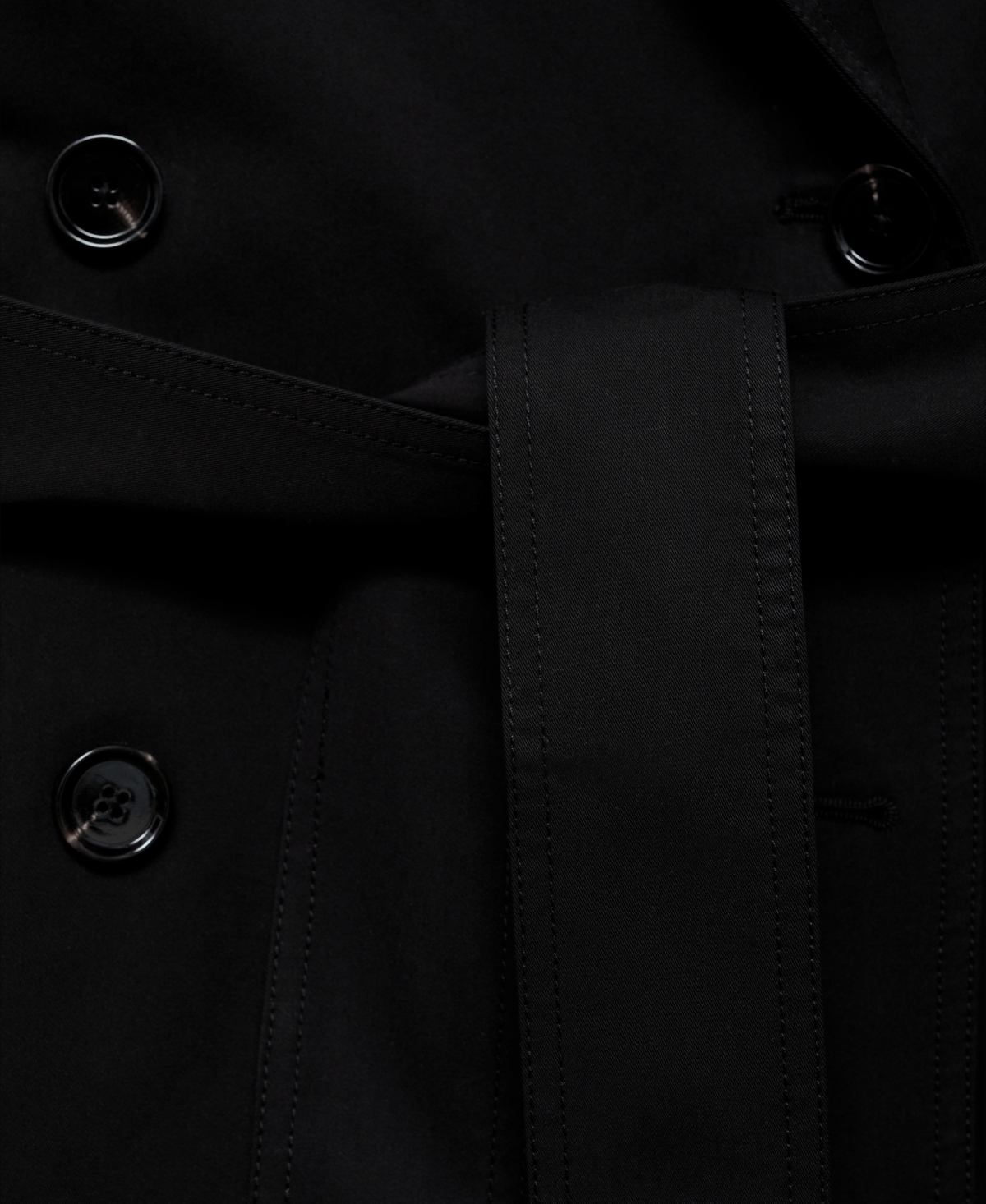 Mango Oversize Tie Waist Double Breasted Trench Coat In Black