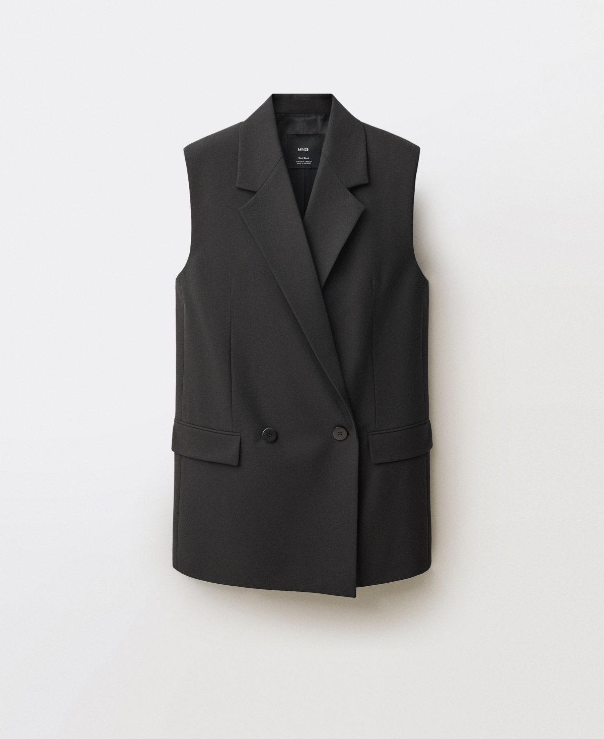 Mango Wool Blend Vest With Lapels Black In Black