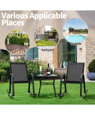 Set of 2 Metal Patio Rocking Chair with Breathable Seat Fabric