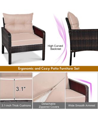 5 PC Patio Set Sectional Rattan Wicker Furniture Set Home Outdoor