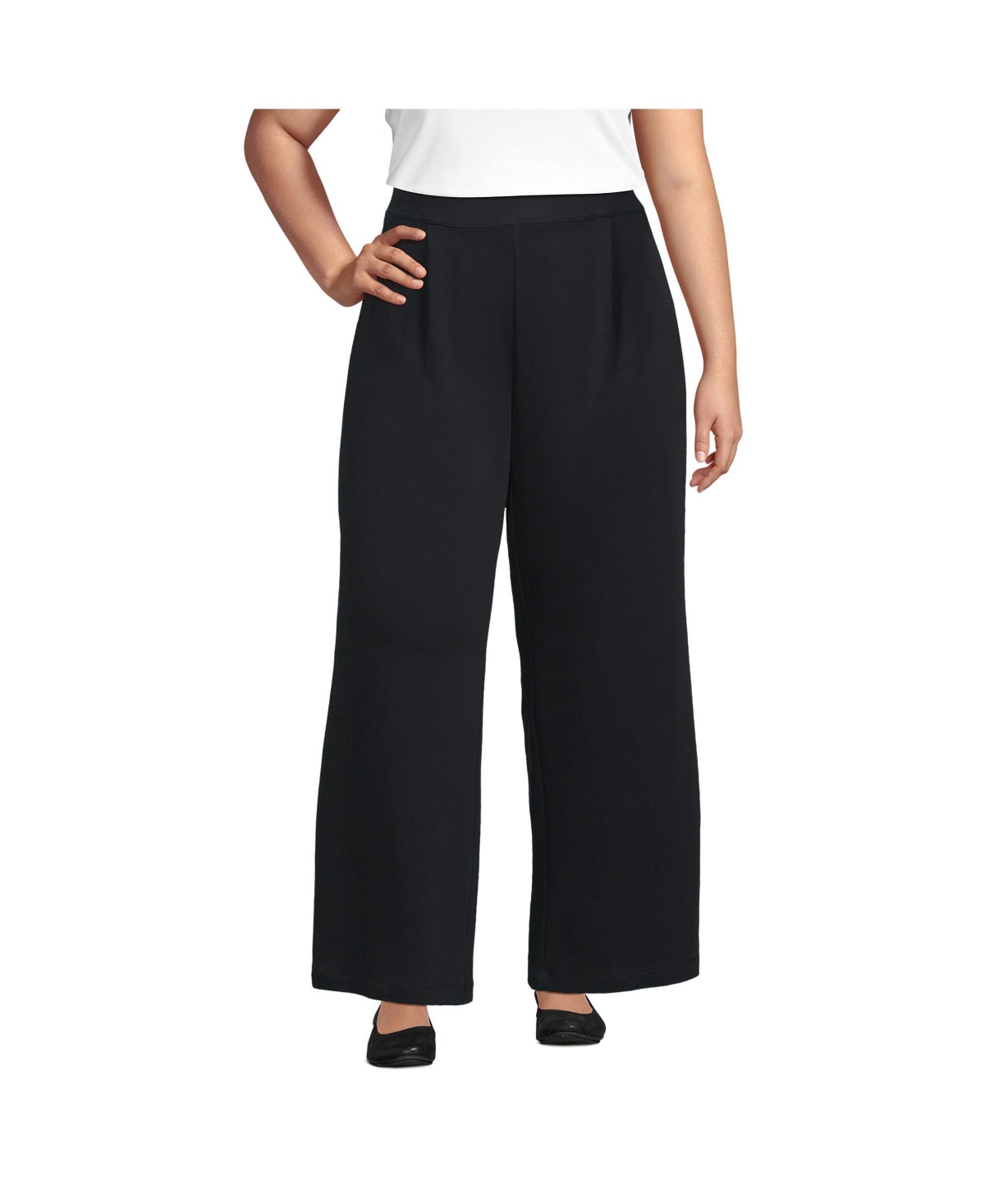 Women's Sport Knit High Rise Pleated Wide Leg Pants - Radiant navy