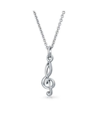 Sterling Silver Treble Clef Pendant Necklace Music Teachers and Students