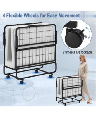 Twin Size Metal Folding Bed with Memory Foam Mattress