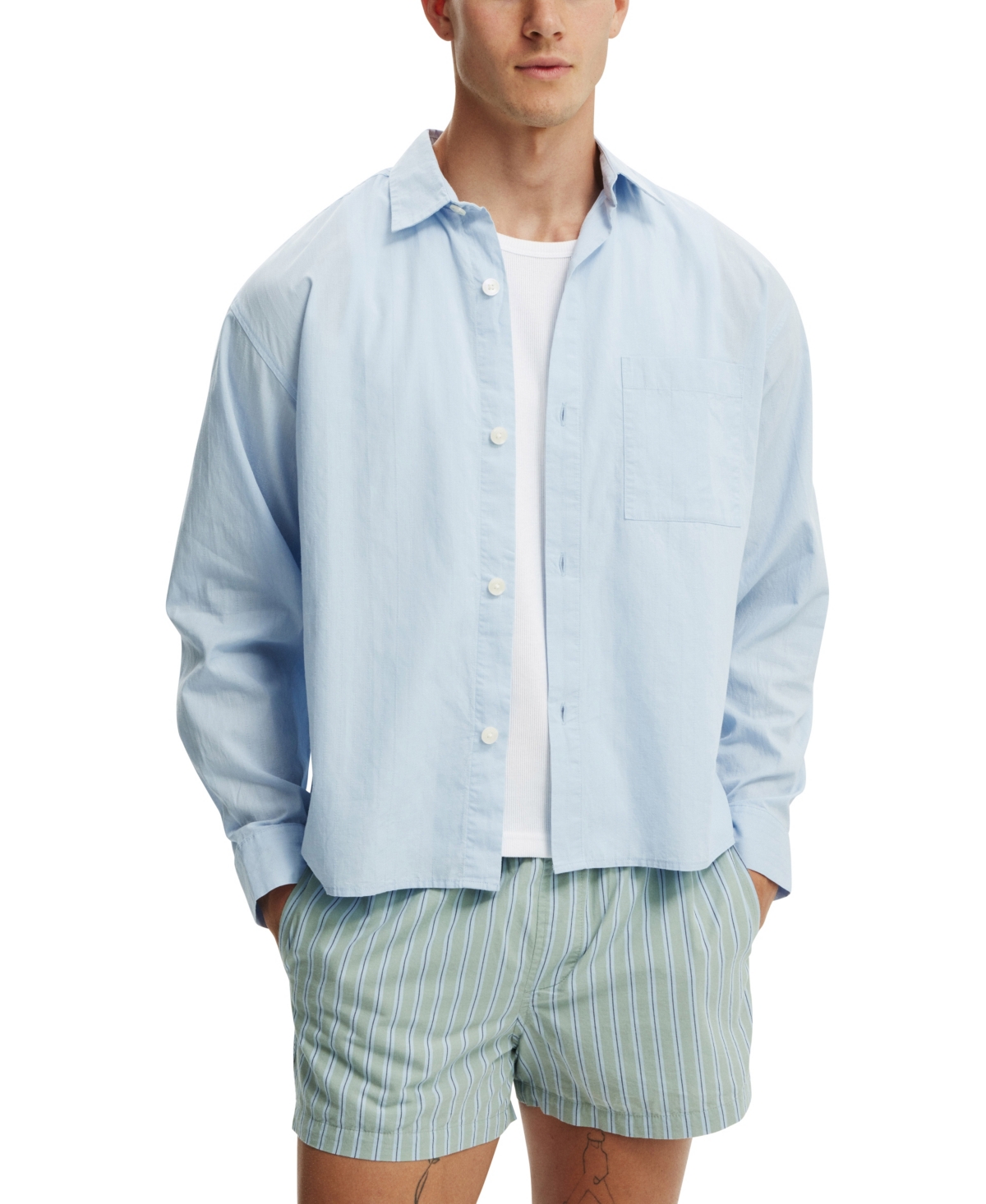 Men's Hampton Long Sleeve Shirt - Soft blue
