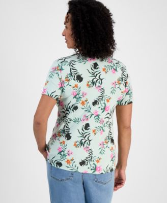 Women's Printed V-Neck Short-Sleeve Top, Exclusively at Macy's