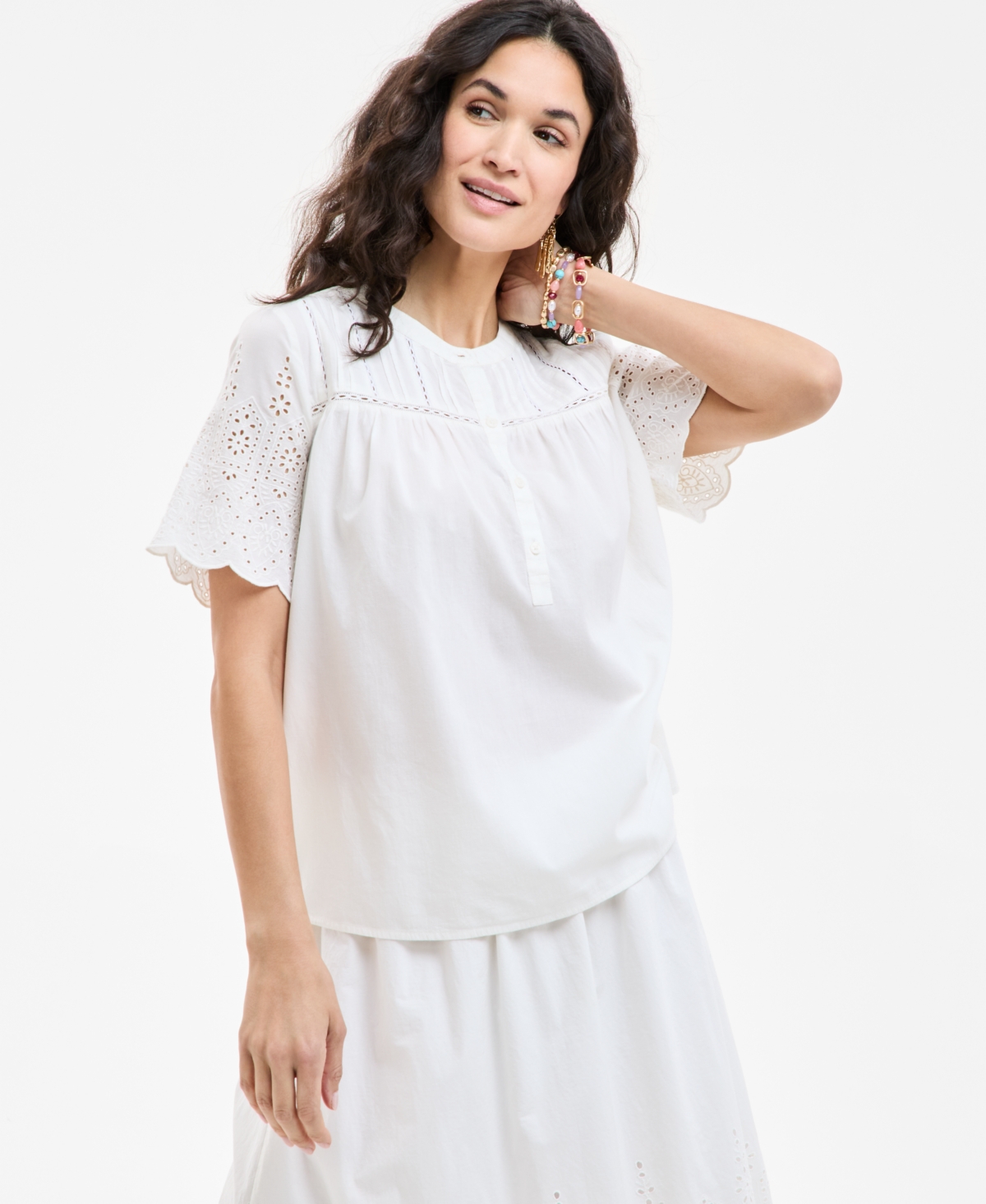 Plus Size Short-Sleeve Blouse, Exclusively at Macy's - Bright White
