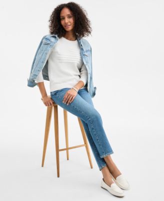 Style &  Co Women's Cotton Crewneck Flag Sweater