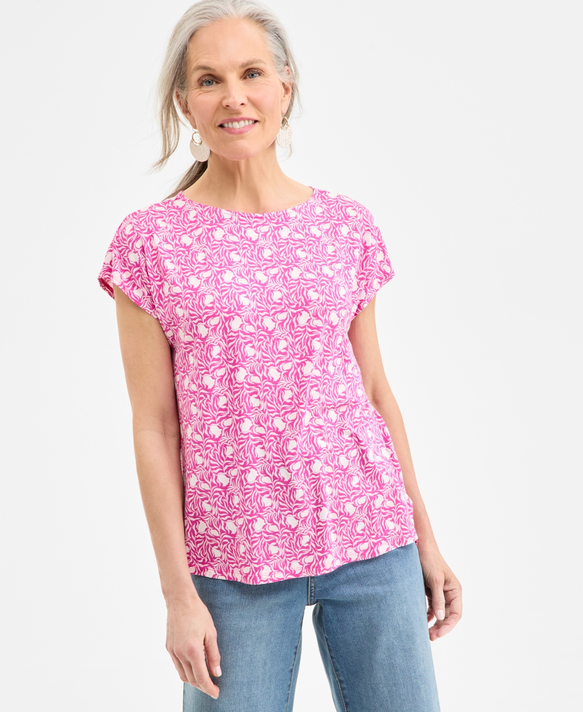 Style & Co Petite Printed Relaxed T-shirt, Exclusively At Macy's