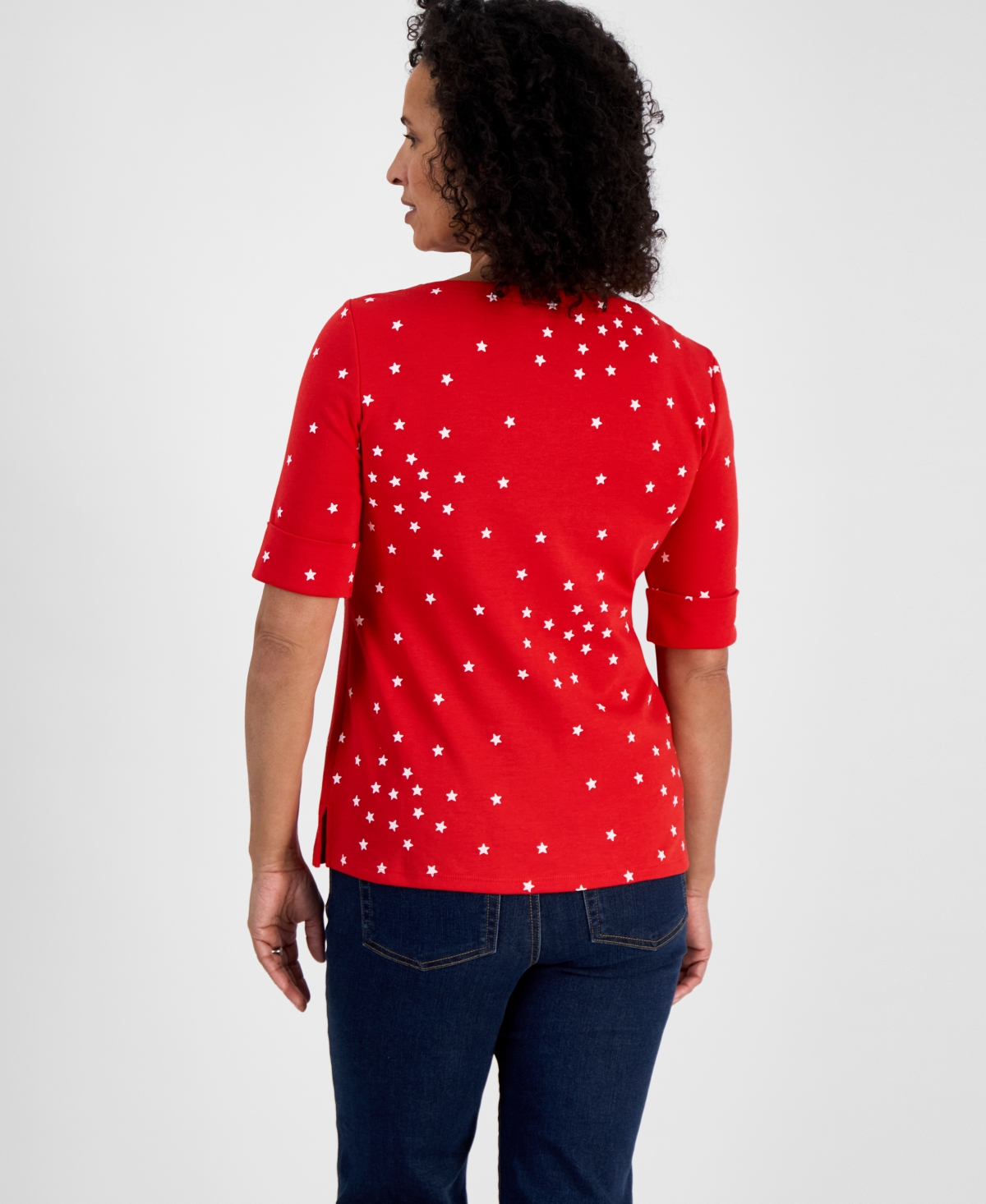 Style & Co Plus Size Striped Elbow-sleeve Knit Top, Exclusively At Macy's