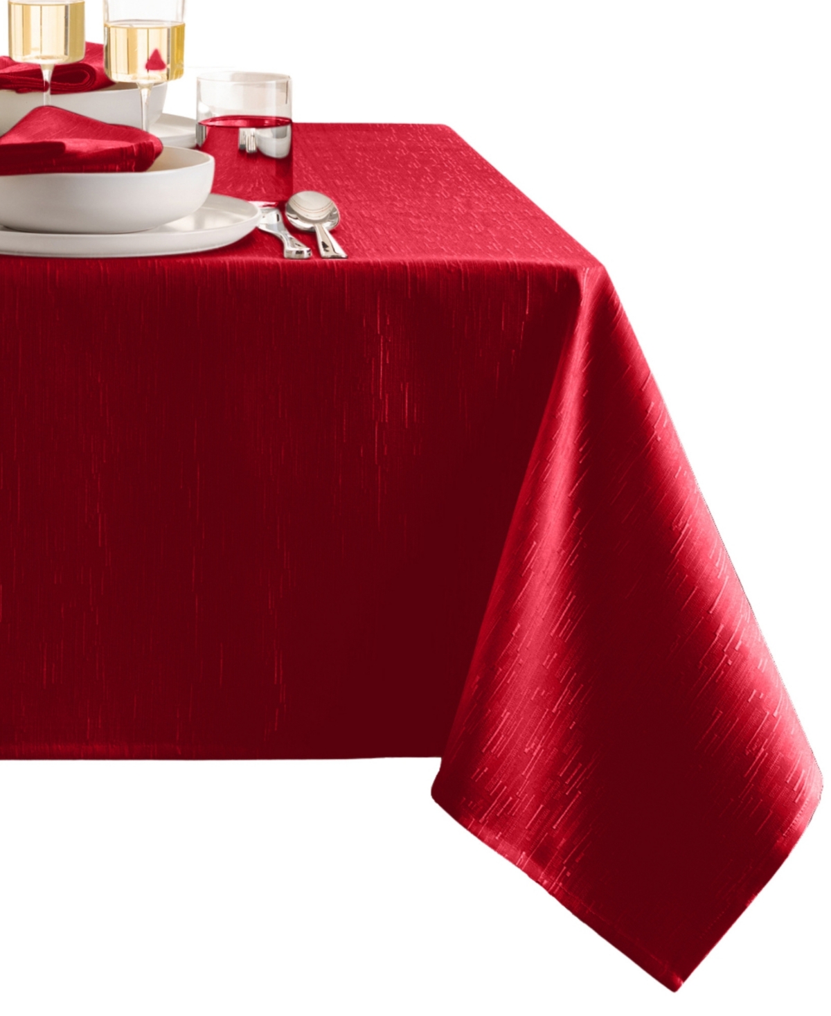 Elrene Continental Solid Texture Water And Stain Resistant Tablecloth, 60" X 120" In Red
