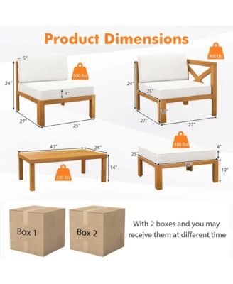 Set of 5 Conversation Furniture Set w/ 3 Chairs 1 Ottoman & 1 Coffee Table