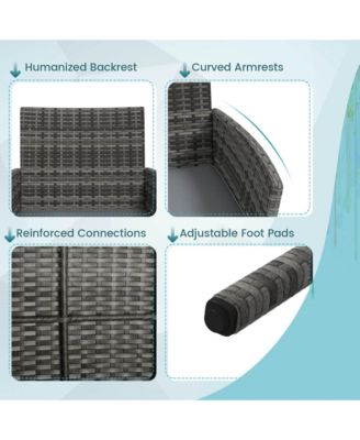 Set of 4 Furniture Set w/ Washable Cushions & Tempered Glass Coffee Table Patio