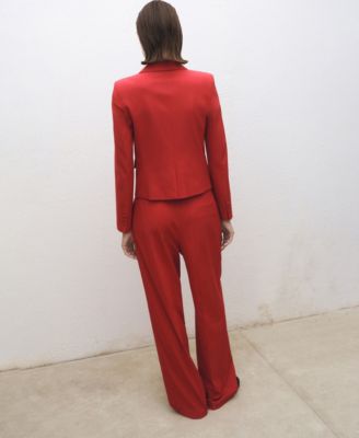 Women's Wide Leg Wool Blend Suit Trousers