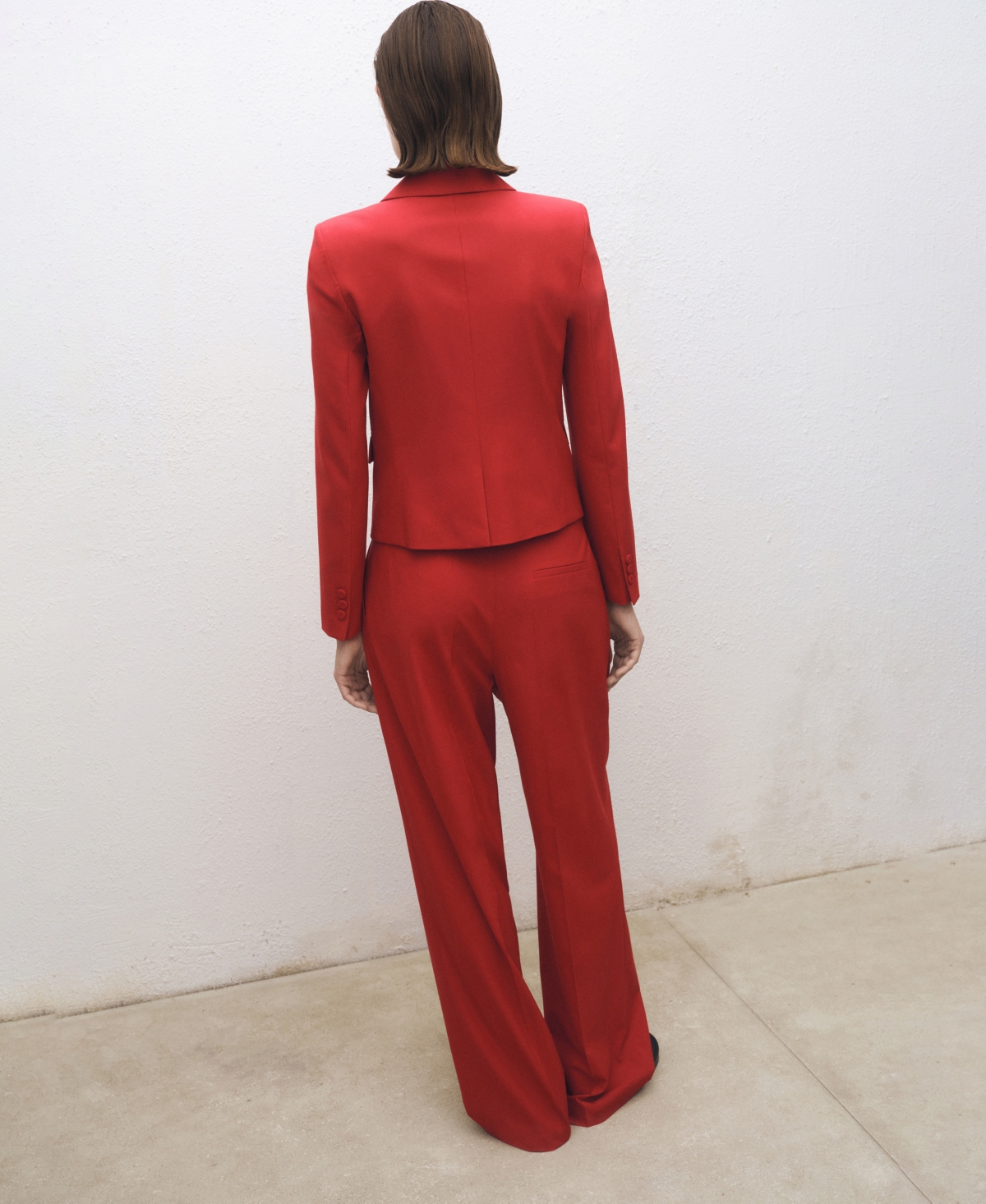 Shop Mango Women's Wide Leg Wool Blend Suit Trousers In Red
