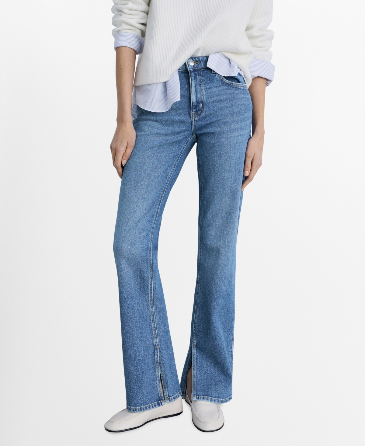 Shop Mango Women's Medium-rise Straight Jeans In Medium Blue