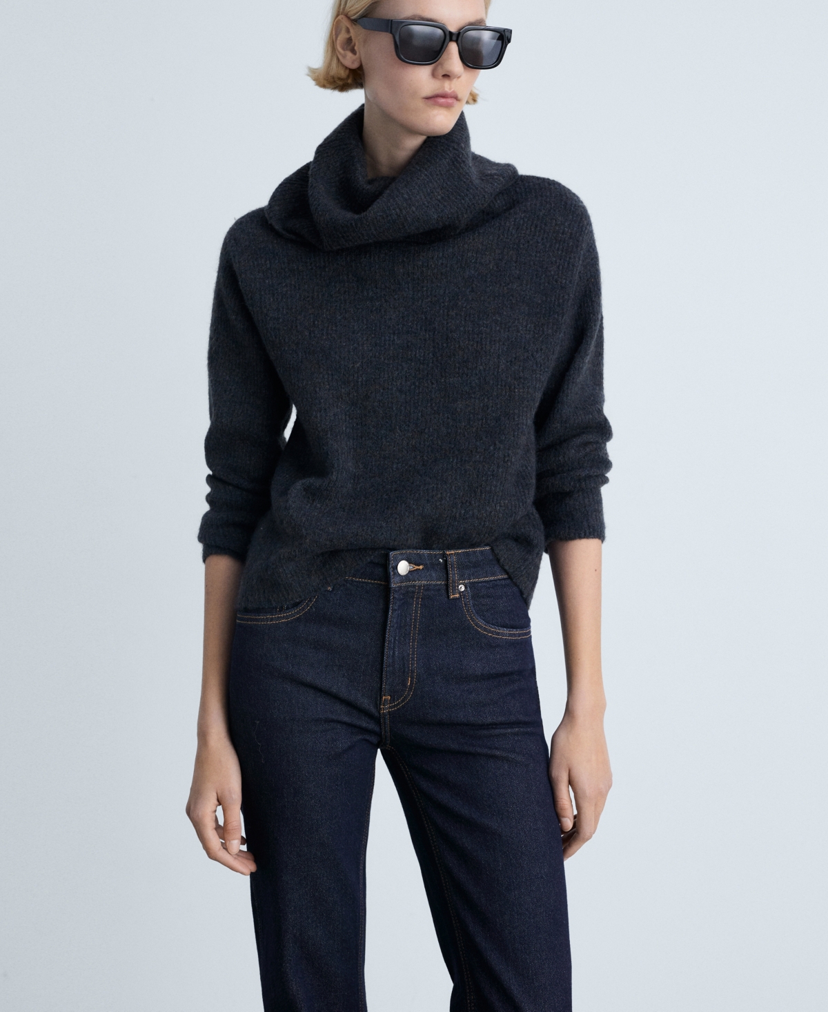 Mango Brigitte High Waist Wide Leg Jeans In Open Blue
