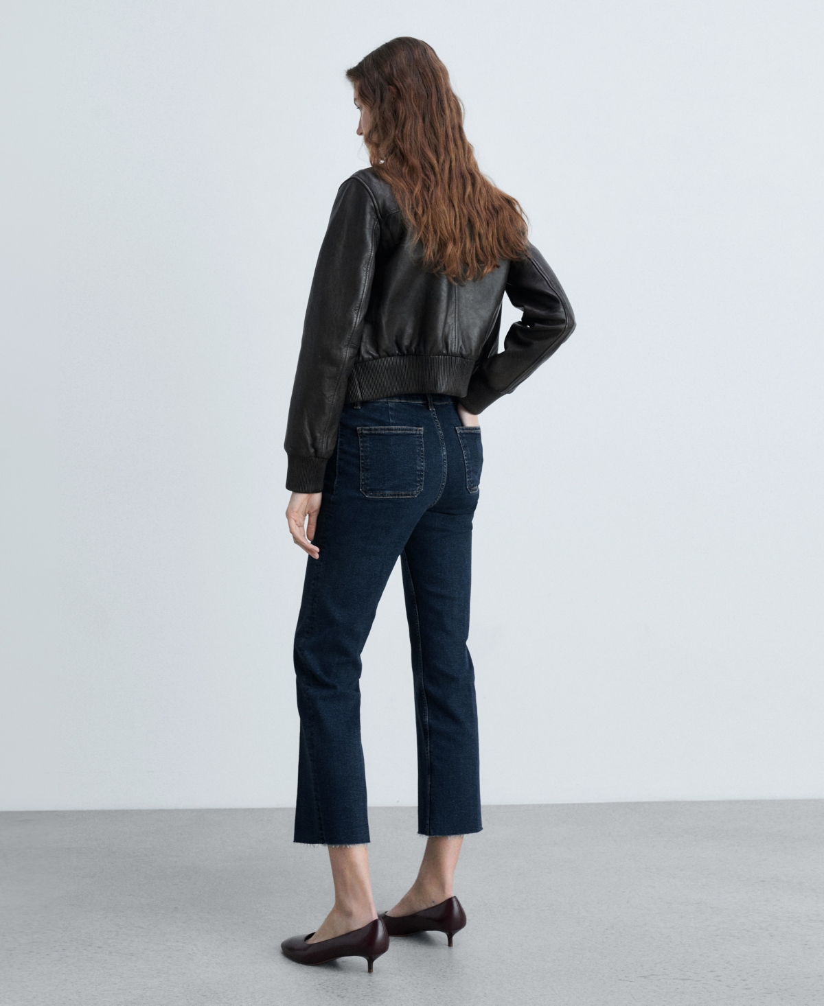 Mango Women's Flared Cropped Jeans In Dark Blue