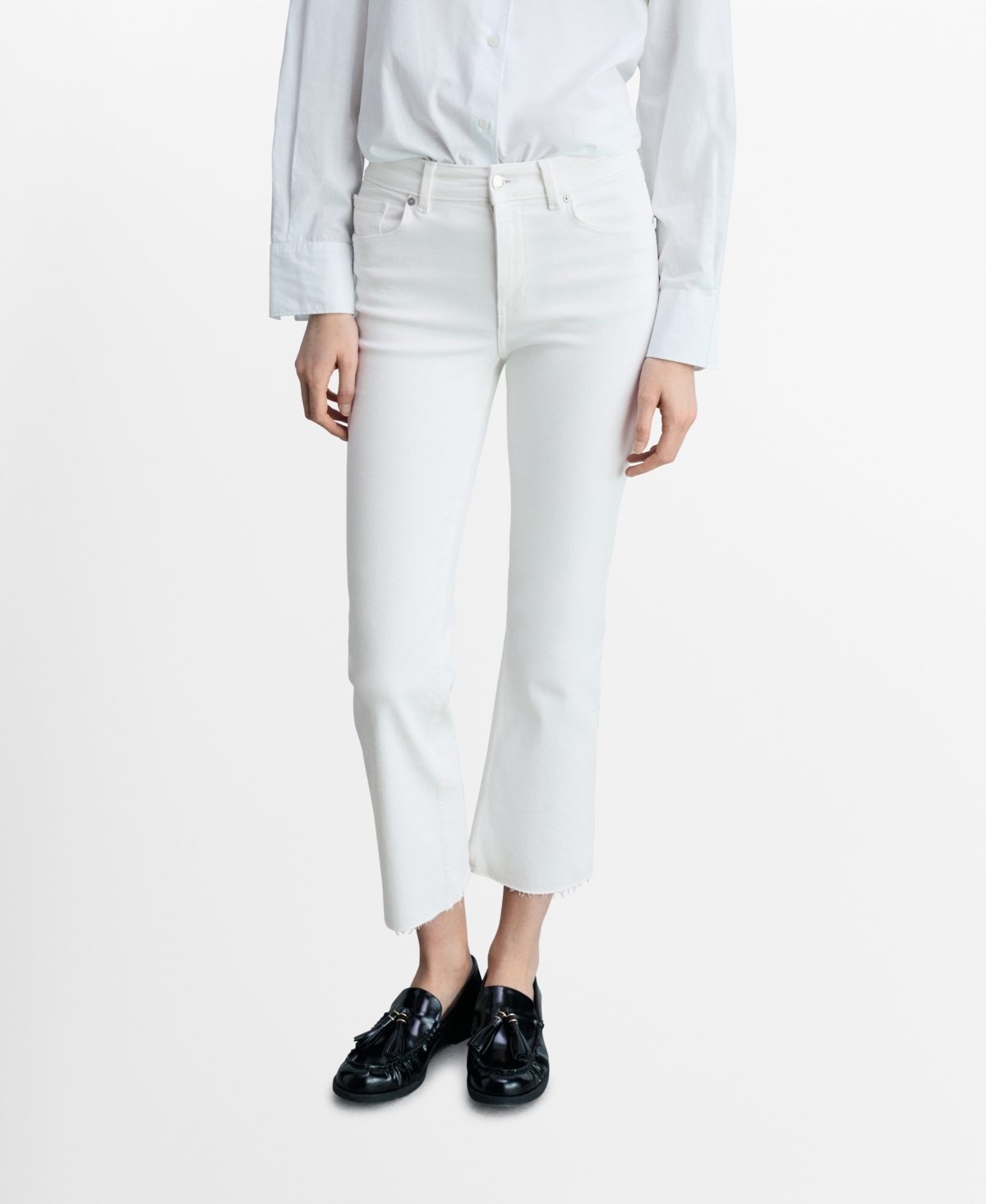 MANGO WOMEN'S SIENNA FLARED CROPPED JEANS 