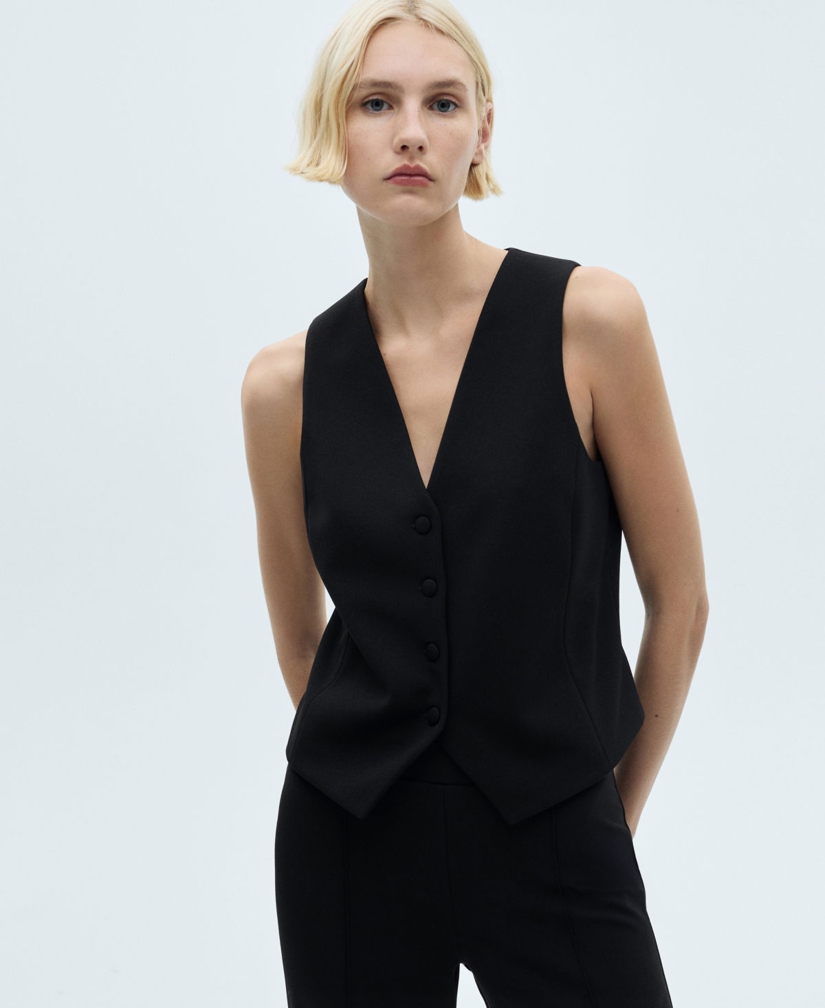 Mango Straight Leg Pants In Black