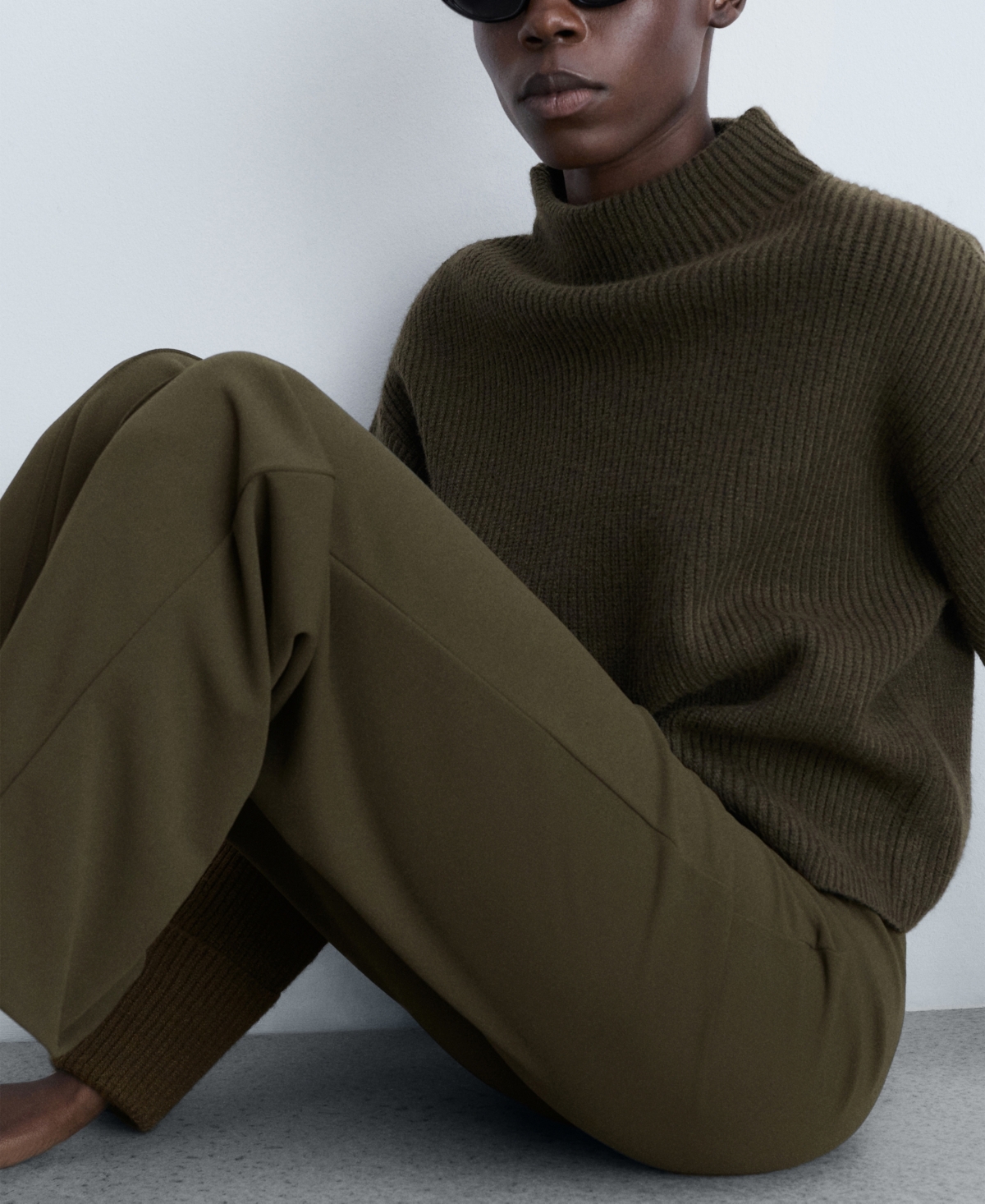 Mango Straight Leg Pants In Khaki
