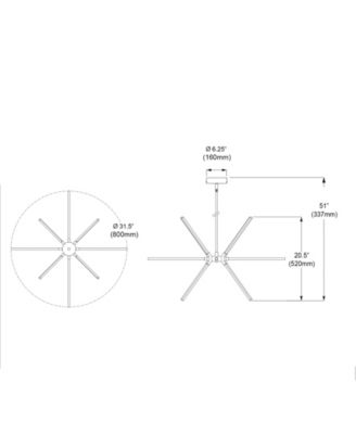 20.5" Metal Array 12 Light LED Chandelier