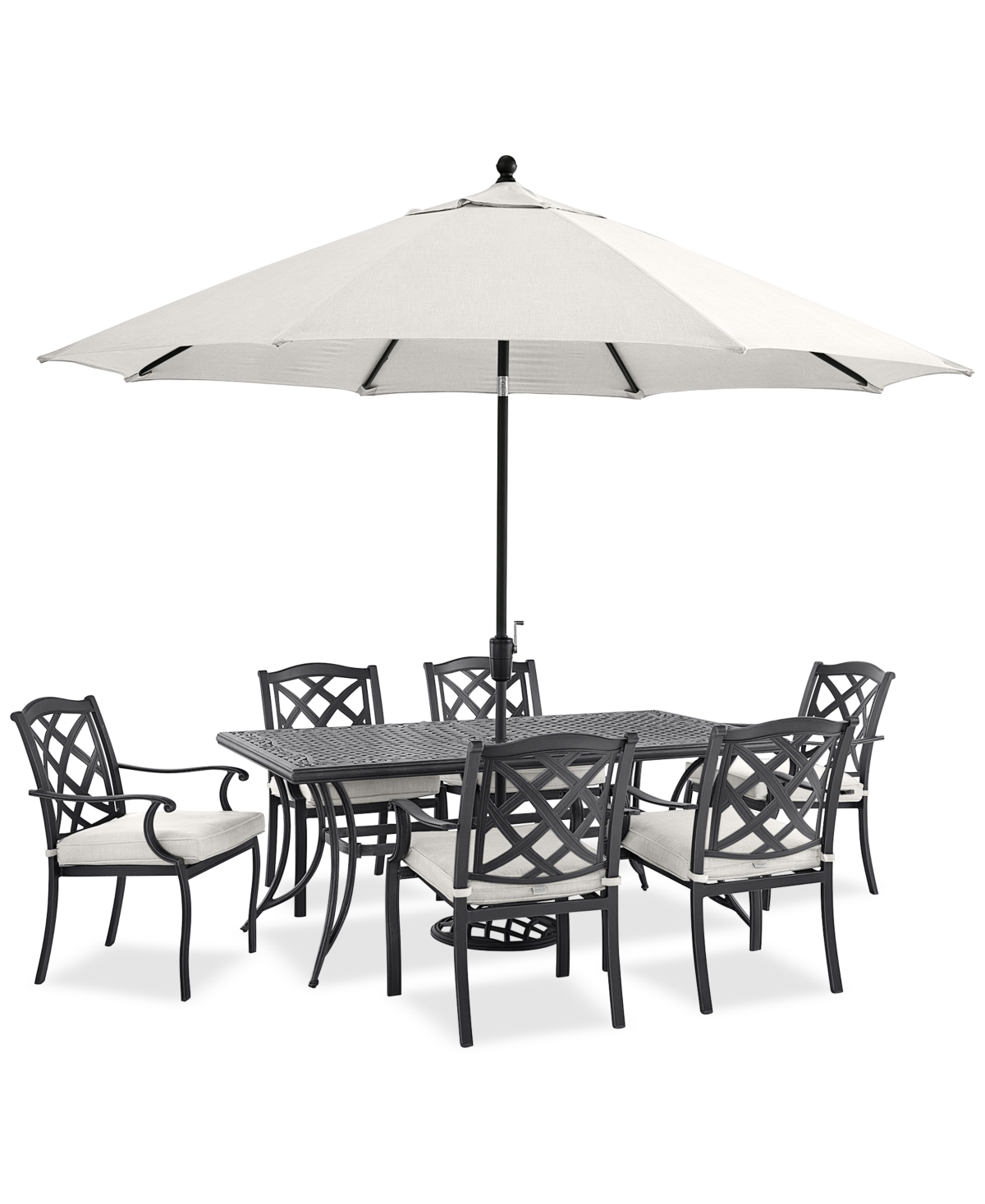 Agio Wythburn Outdoor Dining 7 Pc Set (72"x38" Table & 6 Lattice Dining Chairs)