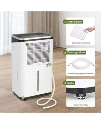 45Pints/Day Dehumidifier for Home, Basement & Garage, Low Noise, 6500ML Water Tank, Auto Drain Hose, Intelligent Humidity Control