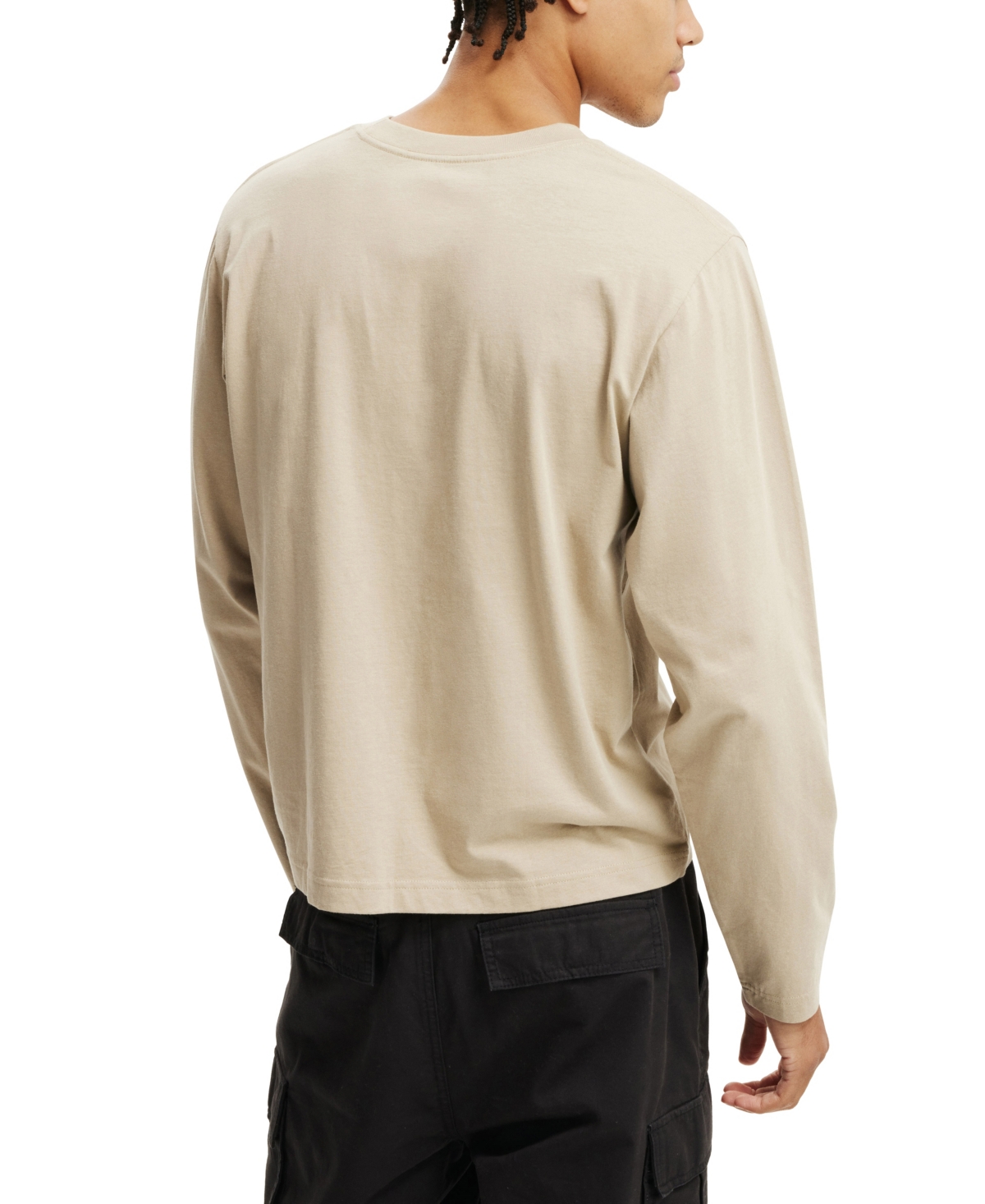 COTTON ON MEN'S CROPPED FIT LONG SLEEVE T-SHIRT 